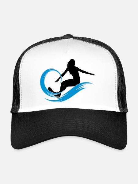 surfeuse - Casquette trucker  - blanc/noir - Devant