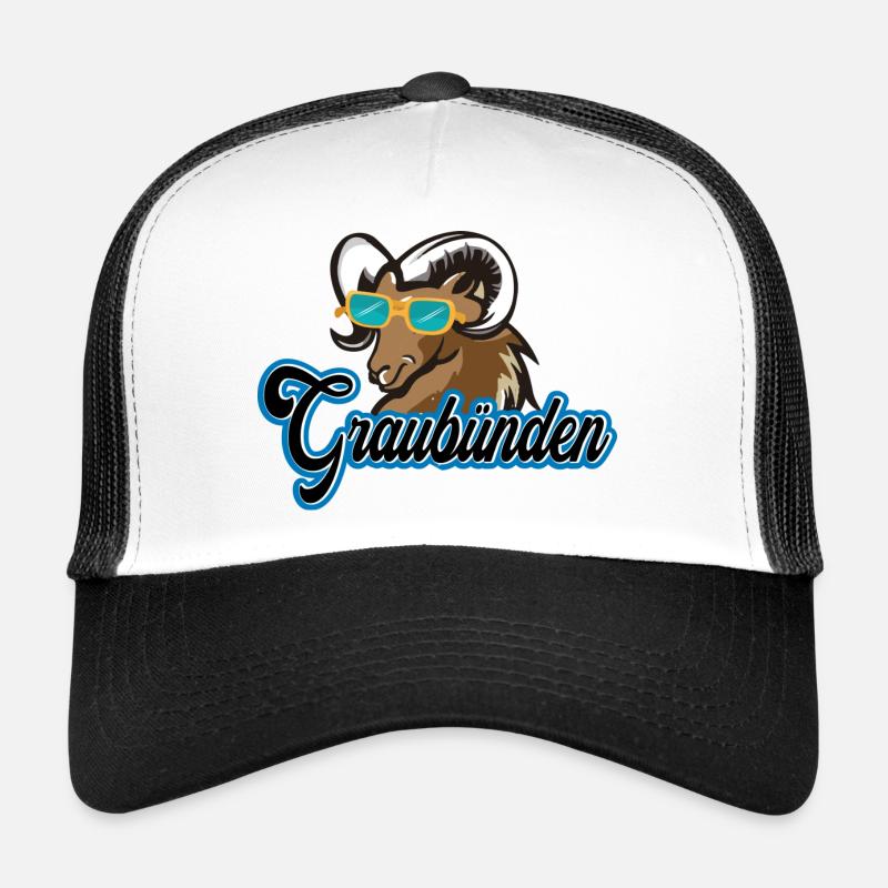 Graubünden Steinbock Stil - Trucker Cap - Weiß/Schwarz