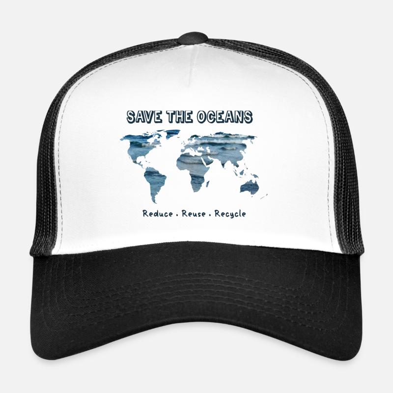 Save the Oceans - Reduce, Reuse, Recycle - Trucker Cap - Weiß/Schwarz