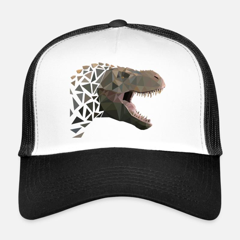 T-Rex / Tyrannosaurus Rex Polygon - Trucker Cap - Weiß/Schwarz