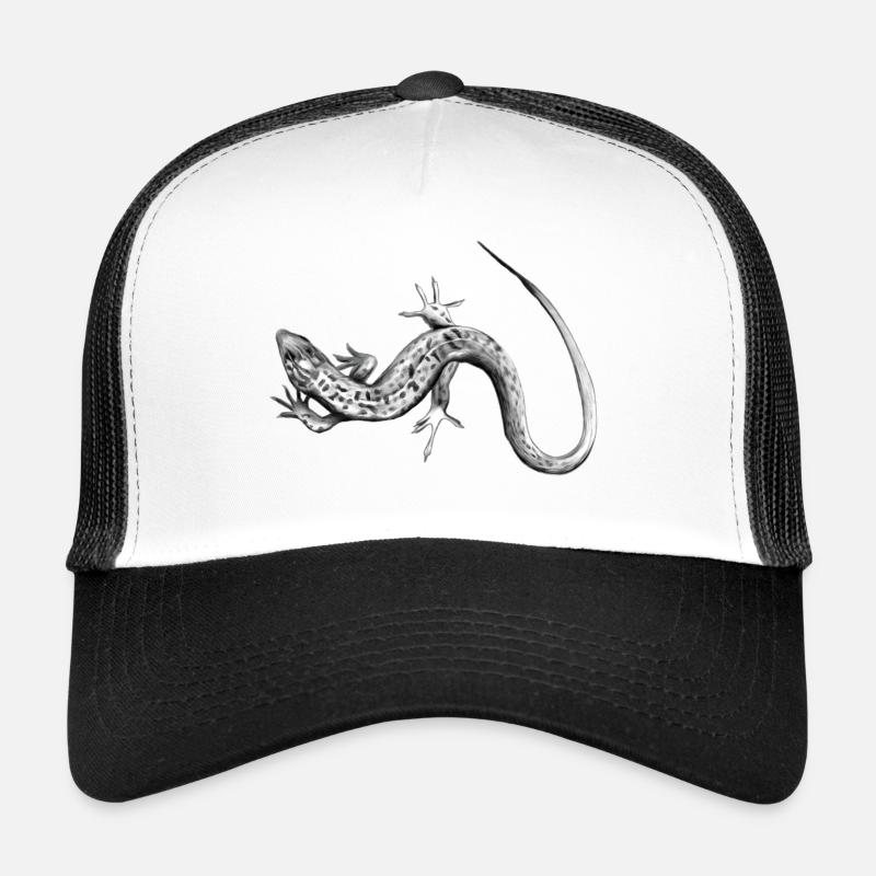 Lézard gris motif noir et blanc Casquette trucker 