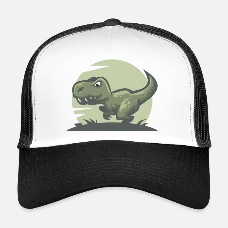 Dinosaure T-Rex - Casquette trucker  - blanc/noir
