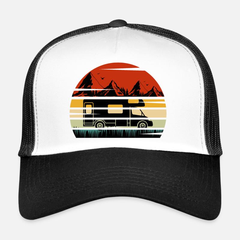 camping car vintage sunset retro Casquette trucker 