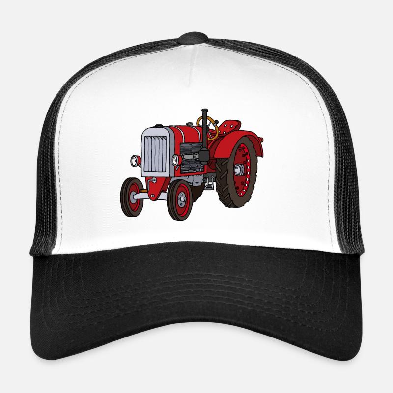 Roter Trecker - Trucker Cap - Weiß/Schwarz