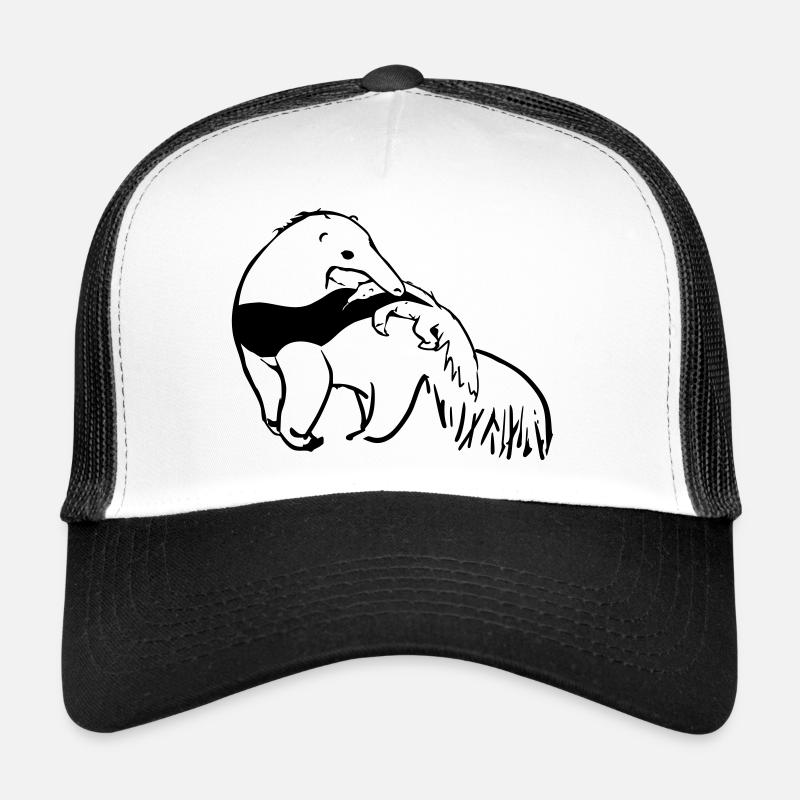 L’ours fourmilière mère avec bébé - Casquette trucker  - blanc/noir