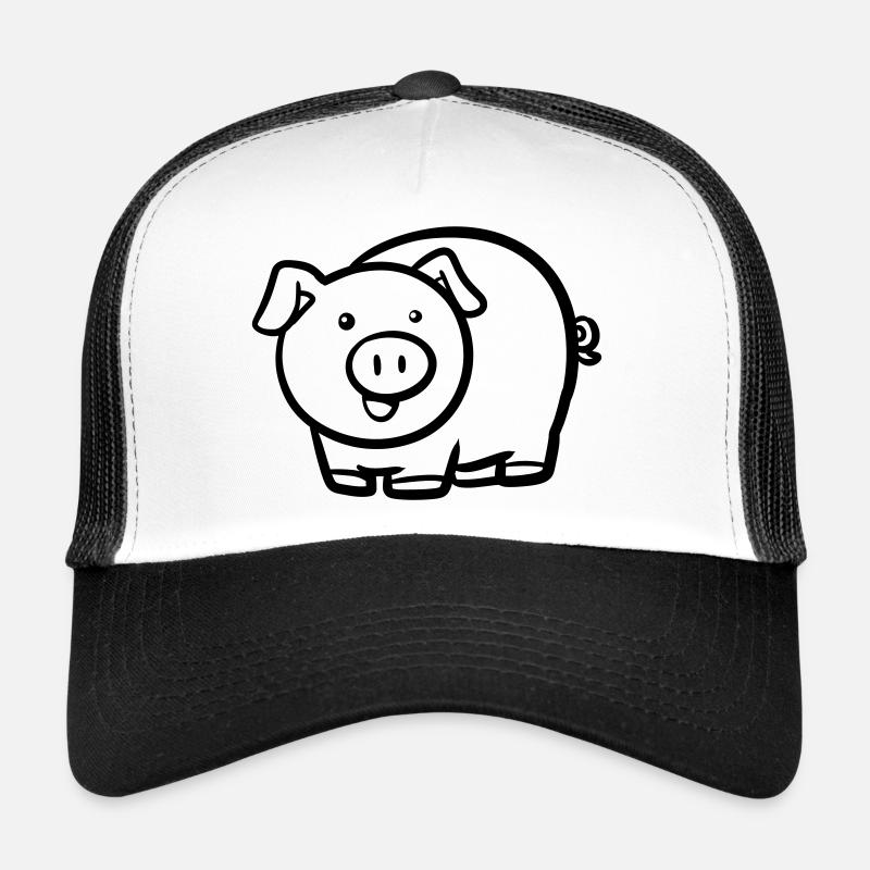 Schweinchen / Schwein - Trucker Cap - Weiß/Schwarz