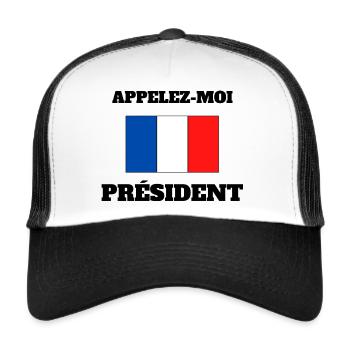 Président présidentielles politique cadeau humour - Casquette trucker  - blanc/noir - Devant