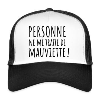 Personne ne me traite de mauviette - Casquette trucker  - blanc/noir - Devant