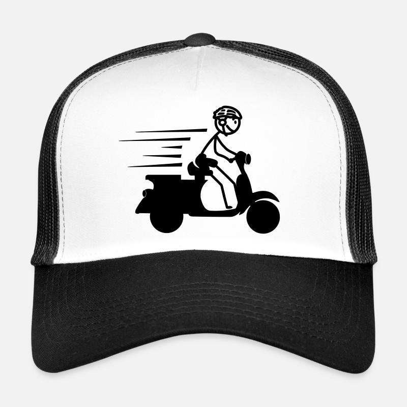 Roller mit Jungen-Strichmännchen - Trucker Cap - Weiß/Schwarz