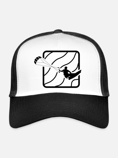 Saut de Kite Surf - Casquette trucker  - blanc/noir - Devant
