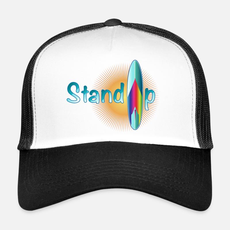lettrage de pagayage debout ensoleillé avec planche Casquette trucker 
