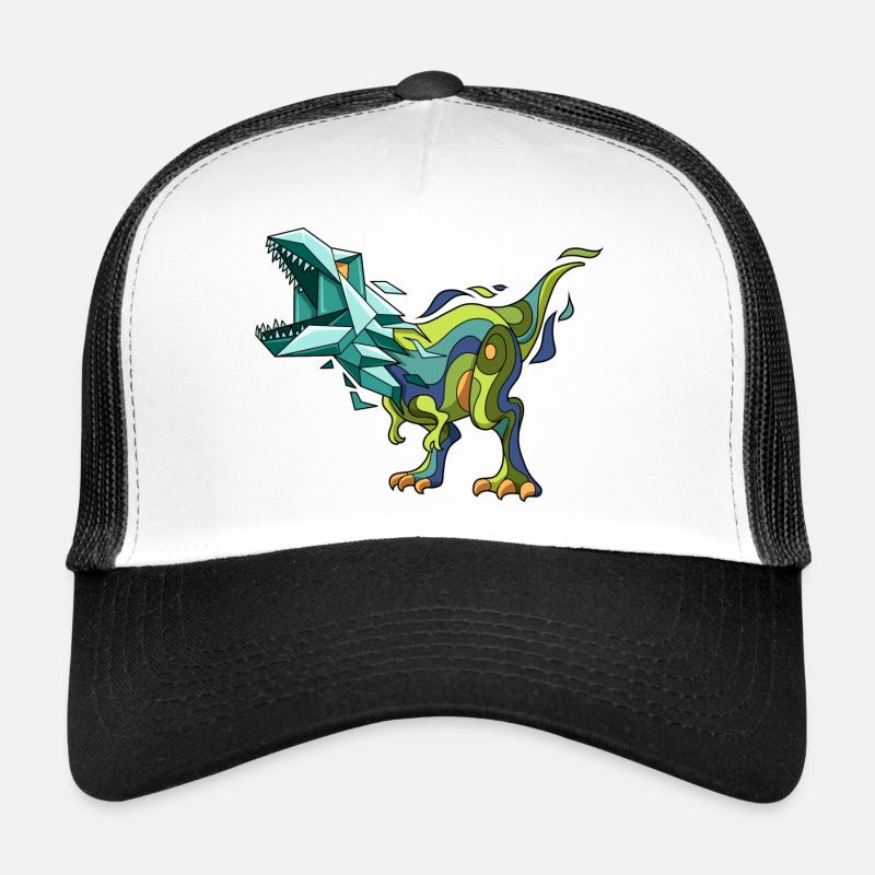 Dinosaur Dino Abstract T-Rex - Trucker Cap - white/black
