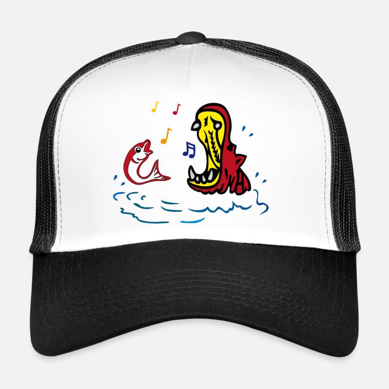 Hippo and fish sing in duet Trucker Cap