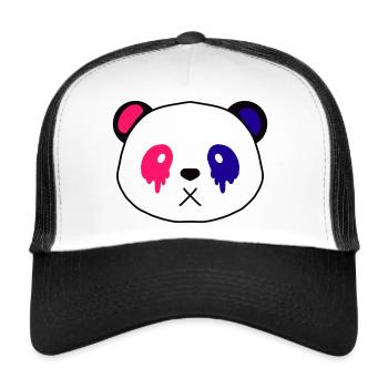 Panda kawaii rose et bleu - Casquette trucker  - blanc/noir - Devant