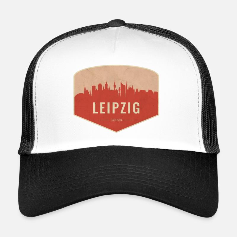 Leipzig Skyline Abzeichen Vintage - Trucker Cap - Weiß/Schwarz
