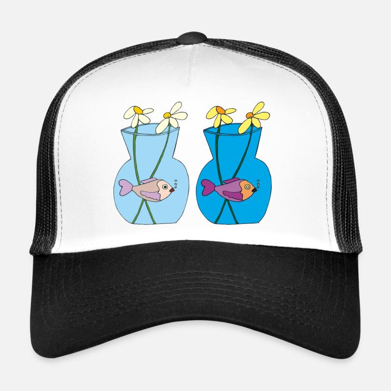 Poisson dans un bocal de 2 Casquette trucker 