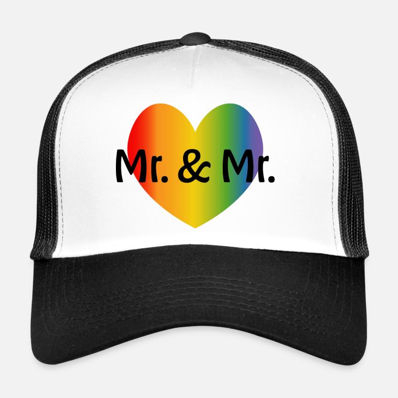 Rainbow Mr and Mr 2 rainbow heart - Trucker Cap - white/black