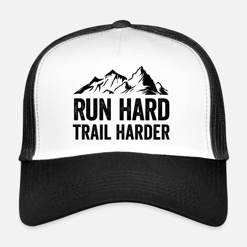 Laufen Sie hart. Härterer Trail. - Trucker Cap - Weiß/Schwarz