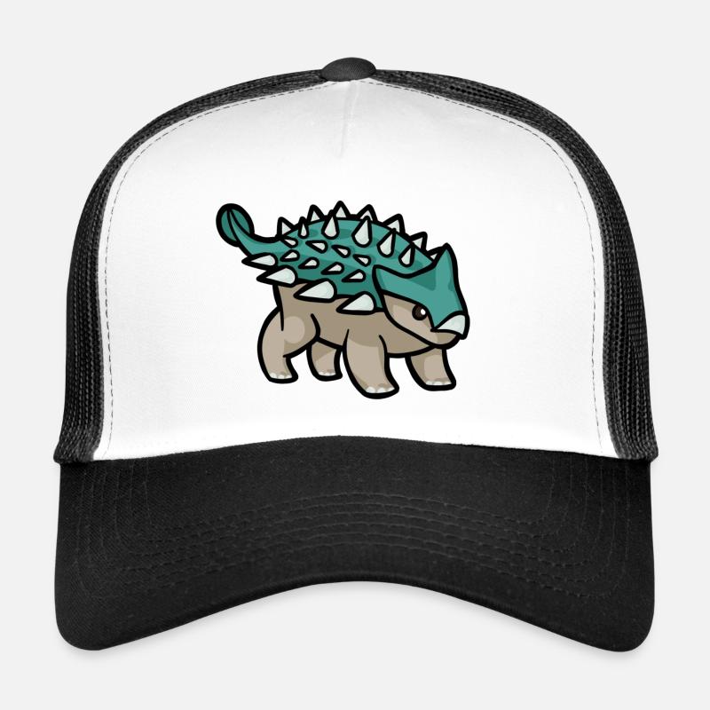 Spikey Boi, süßer Ankylosaurus, Dino, Dinosaurier - Trucker Cap - Weiß/Schwarz