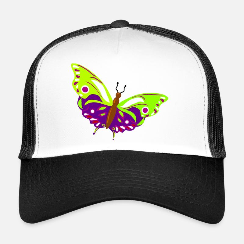 Illustration de papillon multicolore Casquette trucker 