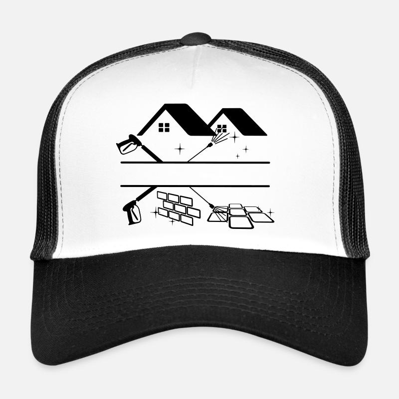 Deux pulvérisateurs haute pression nettoyage de façade avec des maisons Casquette trucker 