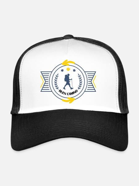 Saint-Jacques-de-Compostelle Vintage Badge - Casquette trucker  - blanc/noir - Devant