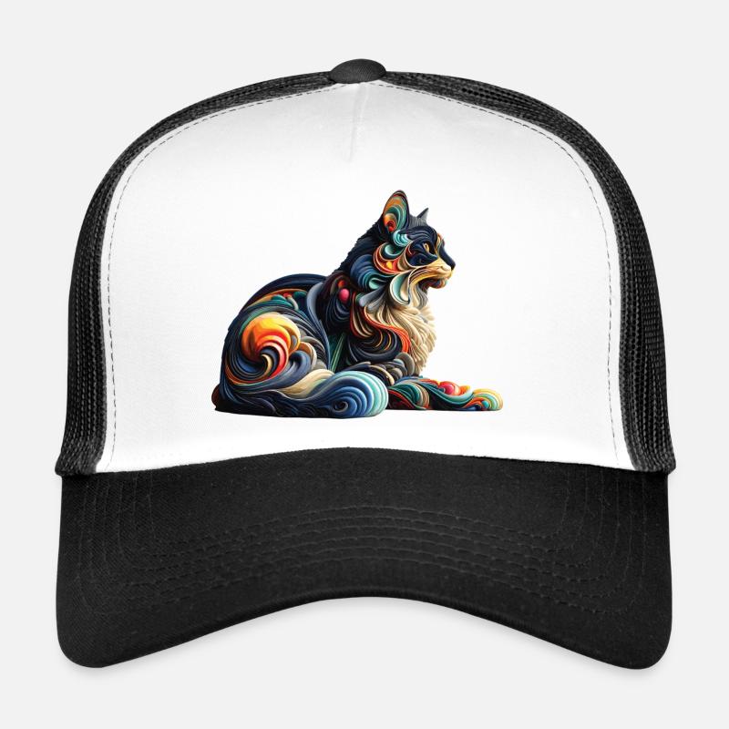 Chat abstrait coloré Casquette trucker 