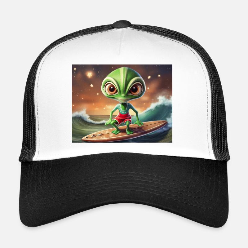 mignon petit vert rétro vintage alien surf Casquette trucker 