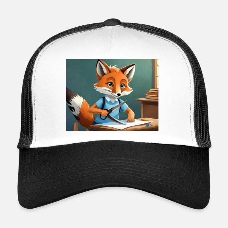 mignon petit renard démon coupe avec des ciseaux Casquette trucker 