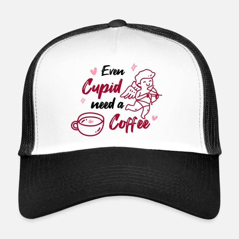 Even Cupid Needs A Coffee Valentine Trucker Cap