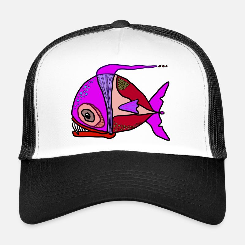Bunter Surrealfisch Patchwork Trucker Cap