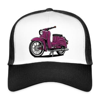 Schwalbe (violett) // Illustration - Trucker Cap - Weiß/Schwarz - Vorne
