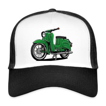 Schwalbe (grün) // Illustration - Trucker Cap - Weiß/Schwarz - Vorne