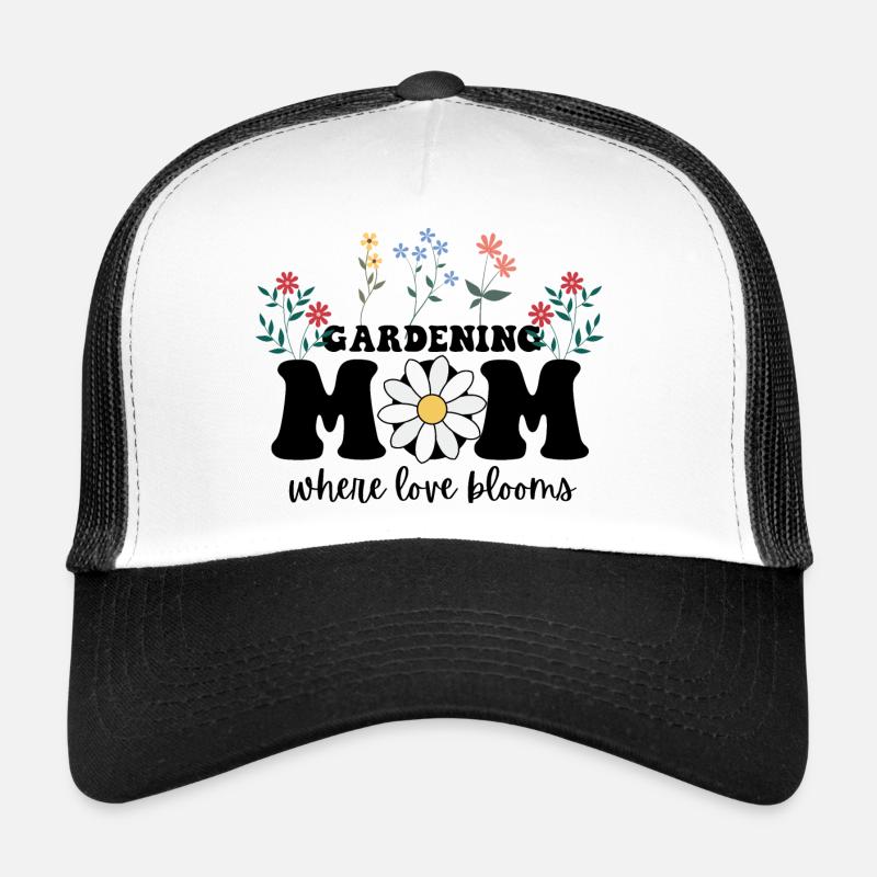 Gärtnernde Mutter, wo die Liebe blüht, Muttertag - Trucker Cap - Weiß/Schwarz