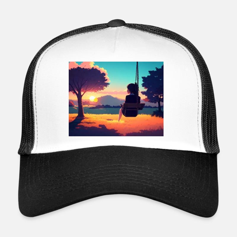 Lofi-Girl - Trucker Cap - Weiß/Schwarz