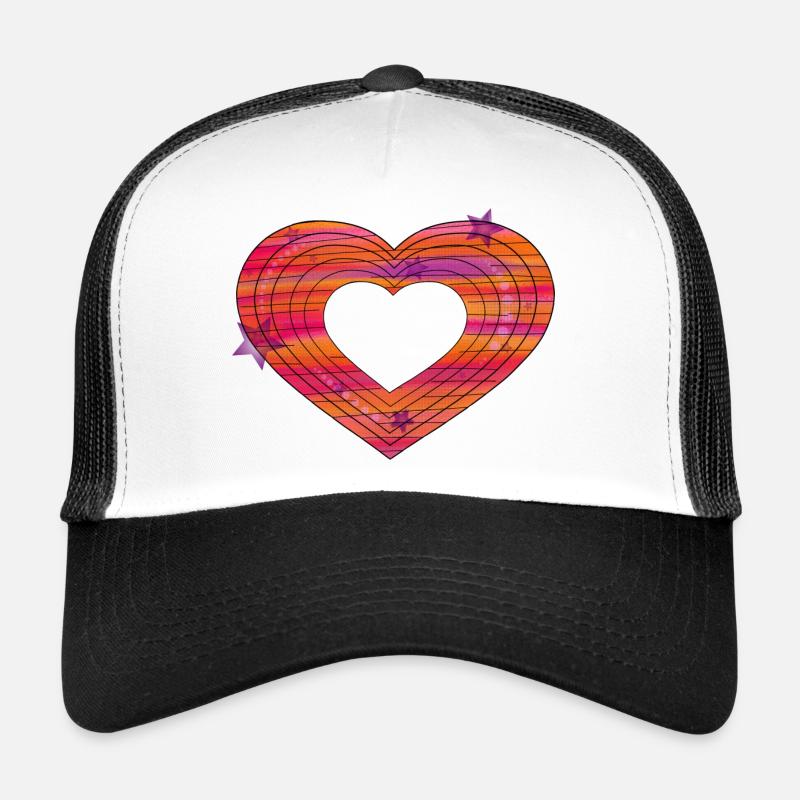 Rotes Herz - Trucker Cap - Weiß/Schwarz