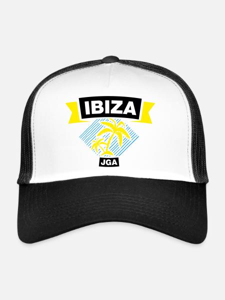 Equipe d’enterrement de vie de garçon IBIZA - Casquette trucker  - blanc/noir - Devant
