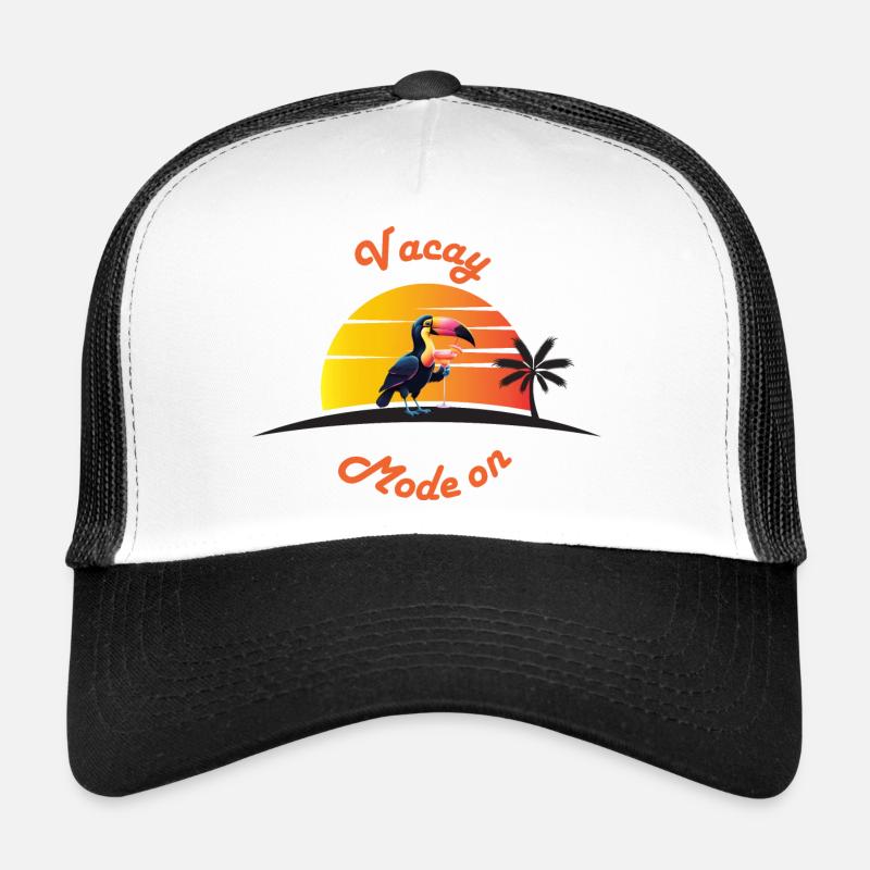 Toucan at sunset with a drink - Trucker Cap - white/black