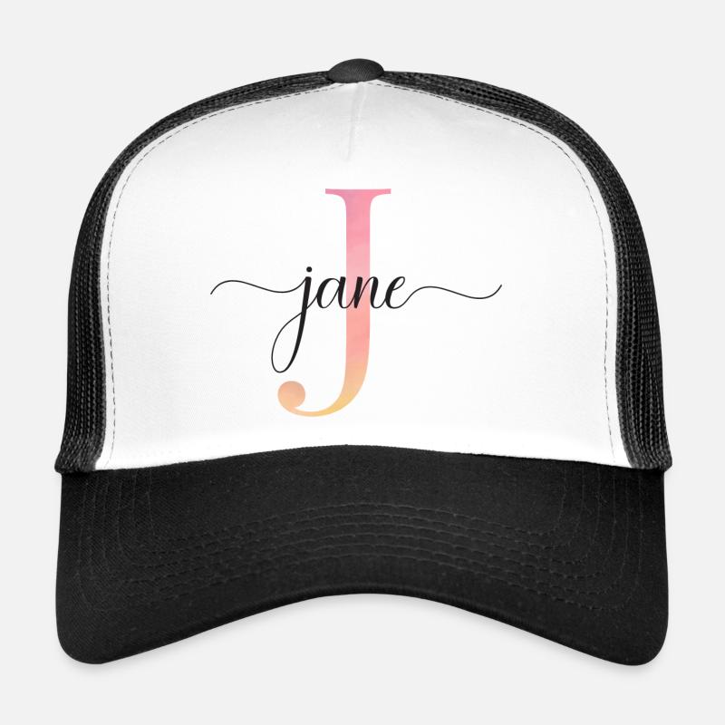 J | Monogram | Name | Jane |Watercolor Trucker Cap