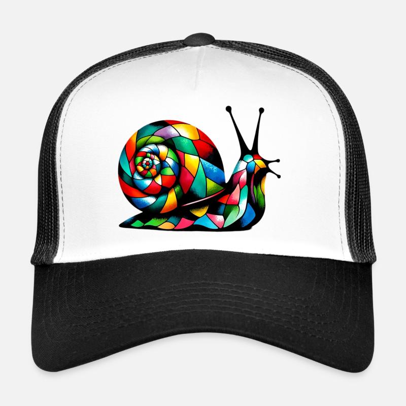 Harlekin Schnecke - Trucker Cap - Weiß/Schwarz
