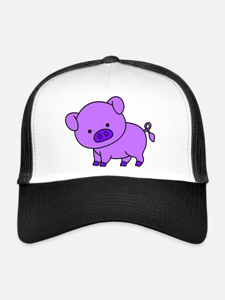 Cochon - Casquette trucker  - blanc/noir - Devant