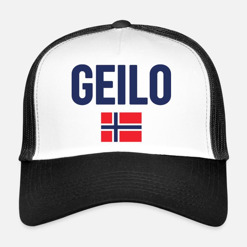 Gelo Norwegian Flagge Design - Trucker Cap - Weiß/Schwarz