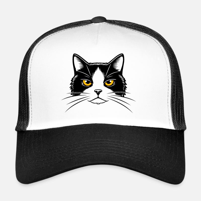 Illustration d’une tête de chat. Casquette trucker 