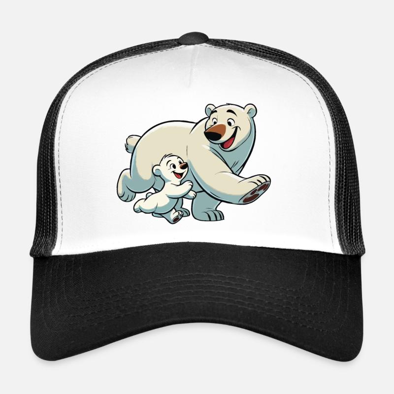 Eisbärenmutter mit herumtollendem Kind Trucker Cap