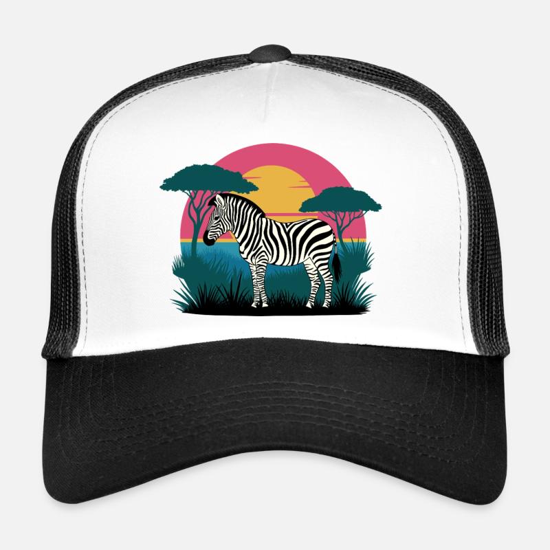 Sunset Zebra - Trucker Cap - Weiß/Schwarz
