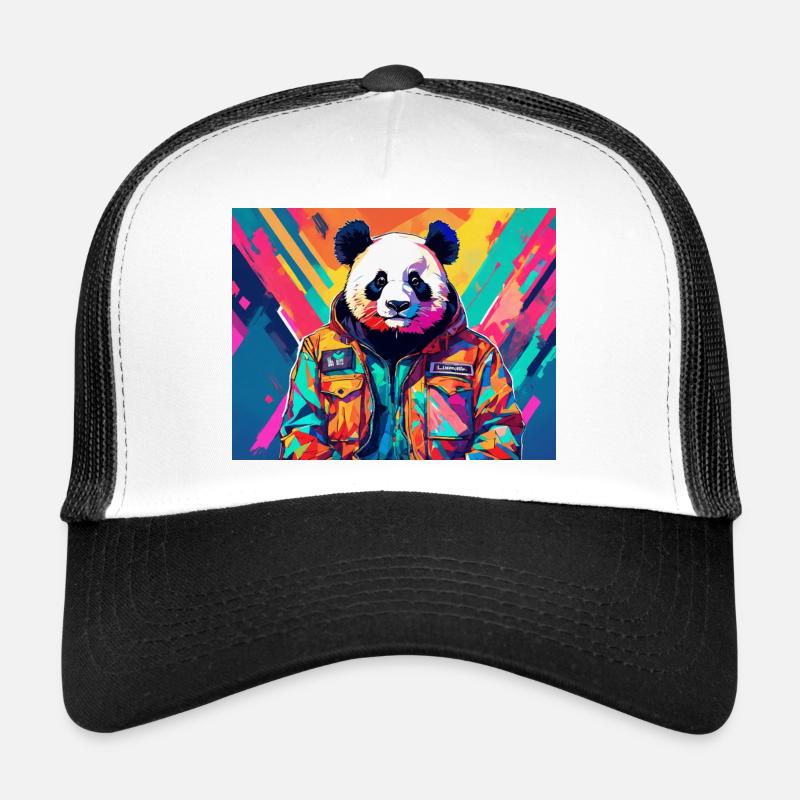Panda dans une veste colorée Casquette trucker 
