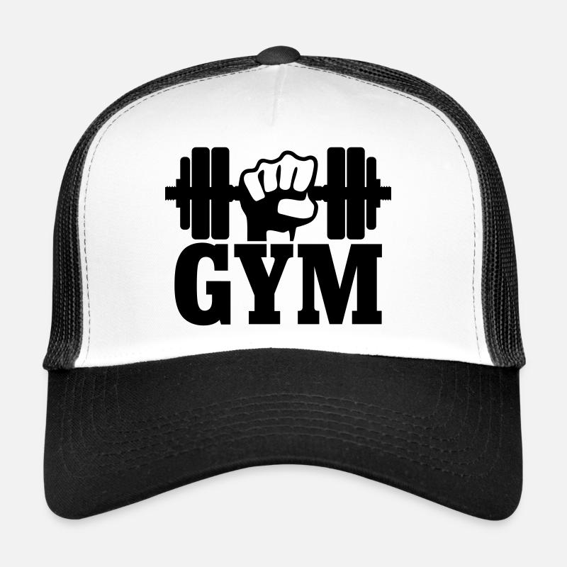 GYM Fist with Dumbbell - Trucker Cap - white/black