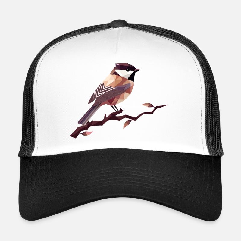 Geometrischer Singvogel – Elegante Polygonkunst Trucker Cap