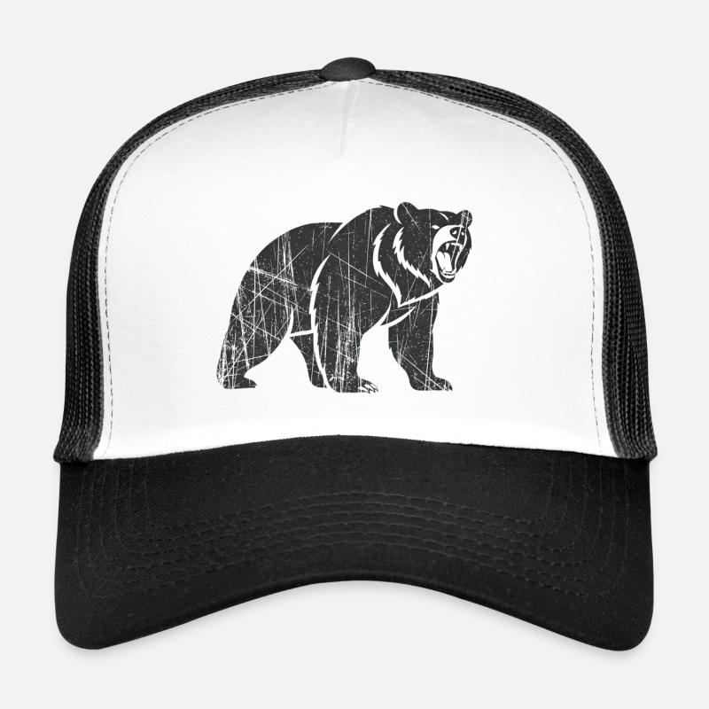Abstrakter Bär mit Linienmustern - Trucker Cap - Weiß/Schwarz