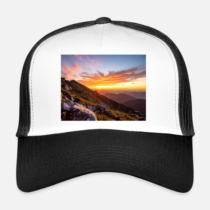 Sunset over the mountain - Trucker Cap - white/black